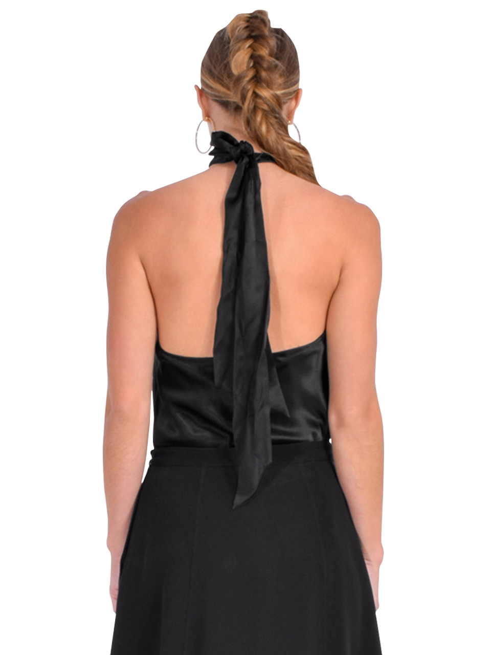 Cinq à Sept Avani Twist Halter Top in Black Back View 