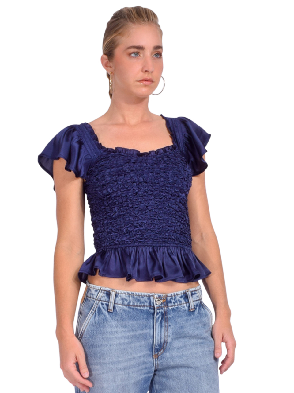 LOVE THE LABEL Annika Top in Sapphire Side View 

