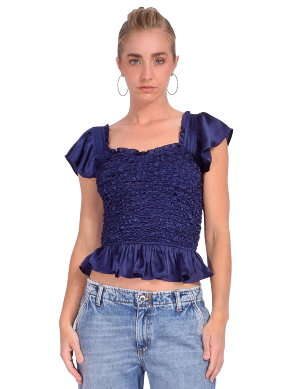 LOVE THE LABEL Annika Top in Sapphire Front View 