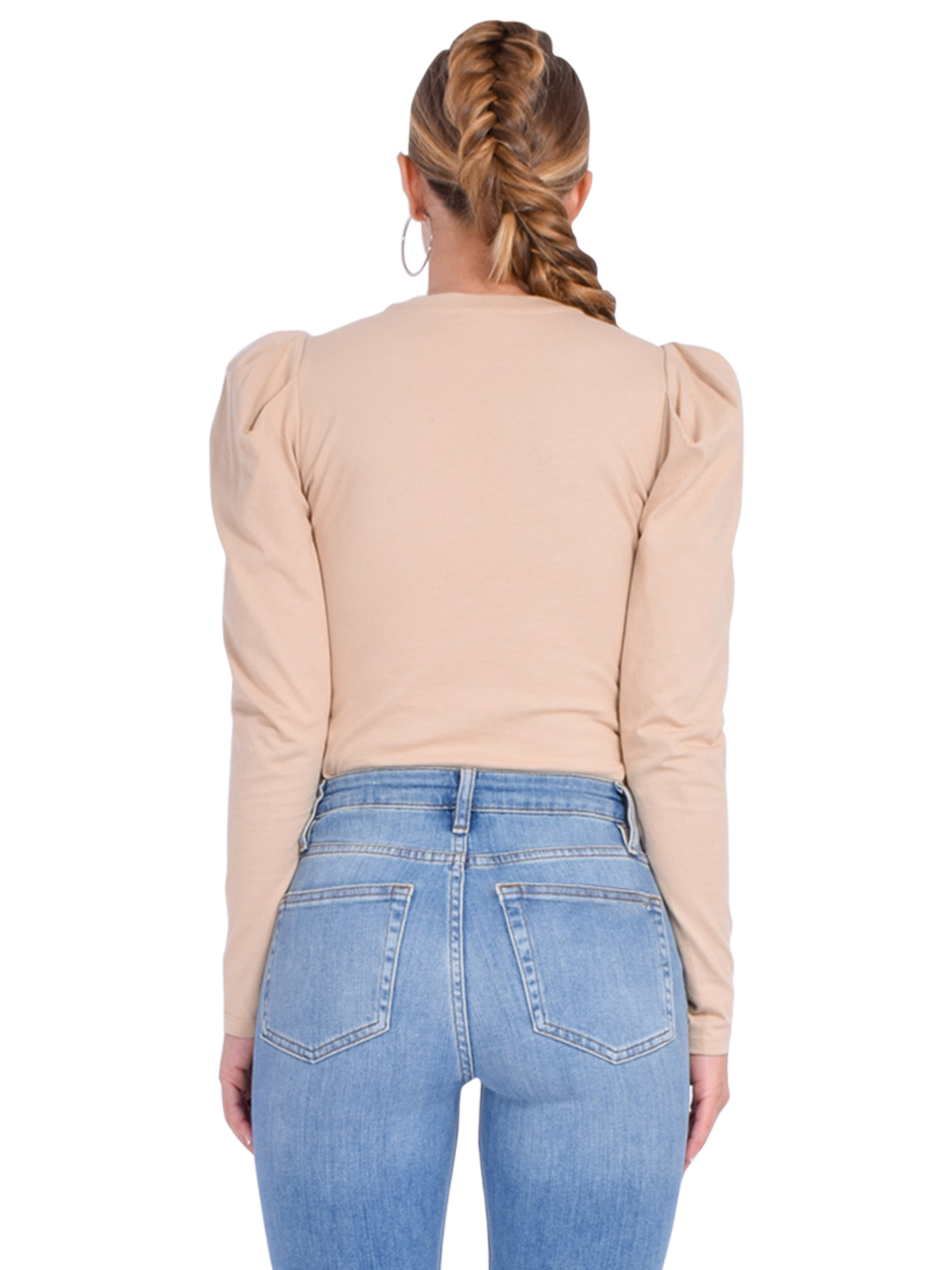 FRAME Draped Femme Tee in Beige Back View 