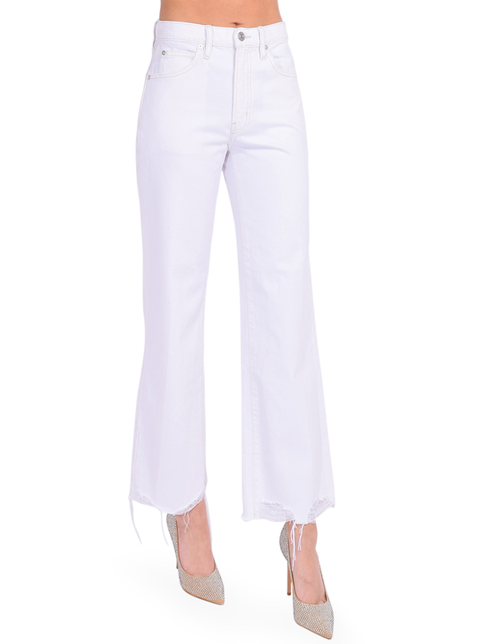 FRAME The Relaxed Straight Low Rise Crop Jean in White Modern Side View 