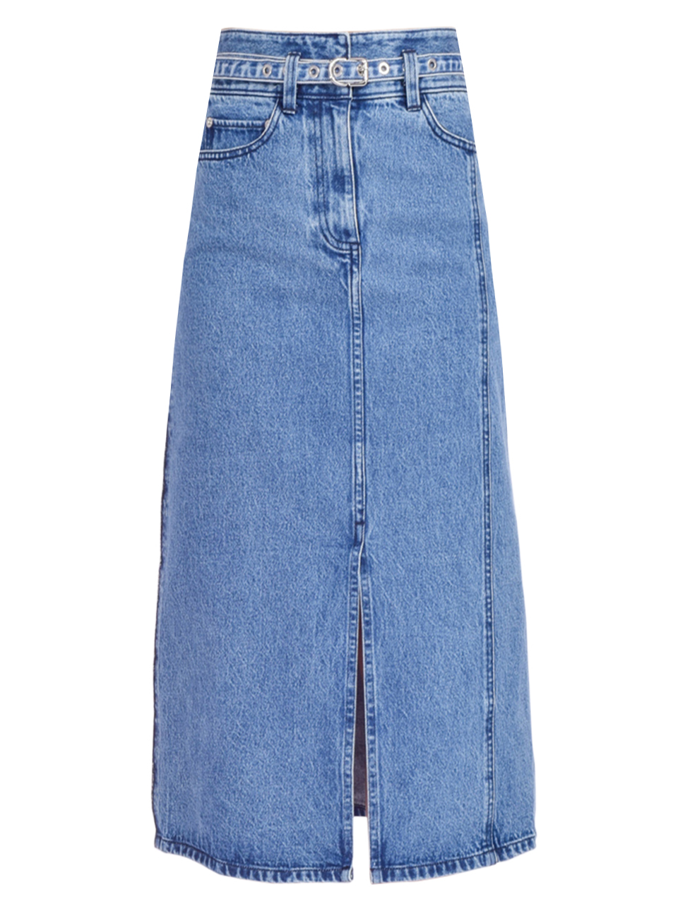 3.1 Phillip Lim Denim A-Line Skirt in Blue Product Shot 