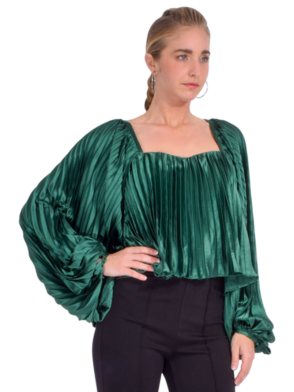 LOVE THE LABEL Mariposa Top in Emerald Side View 
