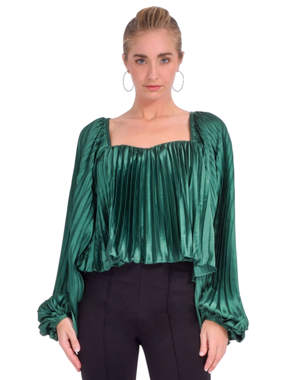 LOVE THE LABEL Mariposa Top in Emerald Front View 