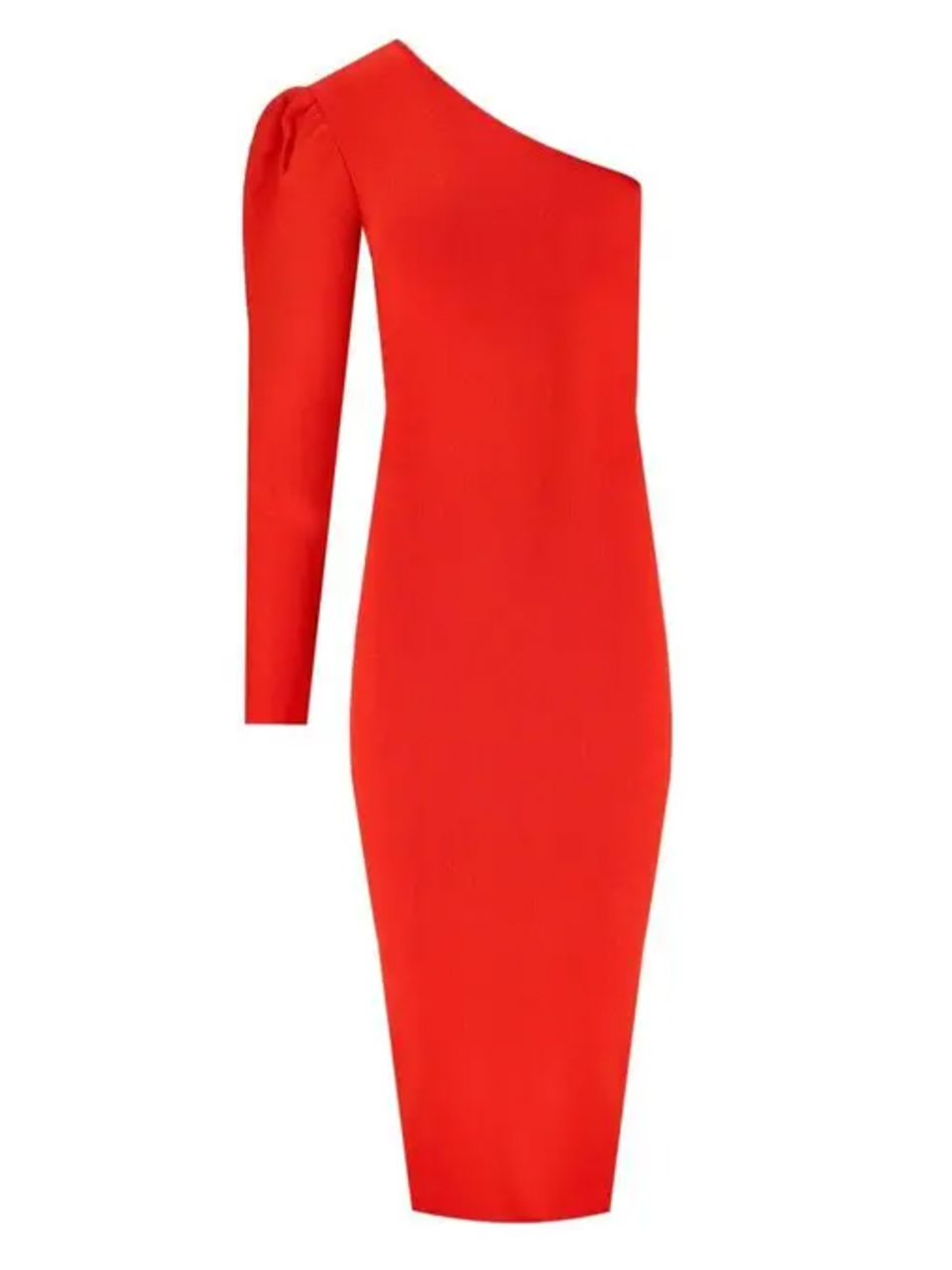 ESSENTIEL ANTWERP One Shoulder Midi Dress in Red Product Shot 