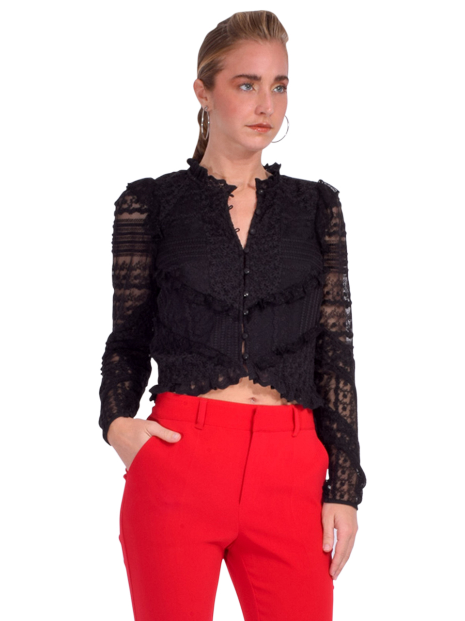 ALLISON Kendall Lace Top in Black Side View 