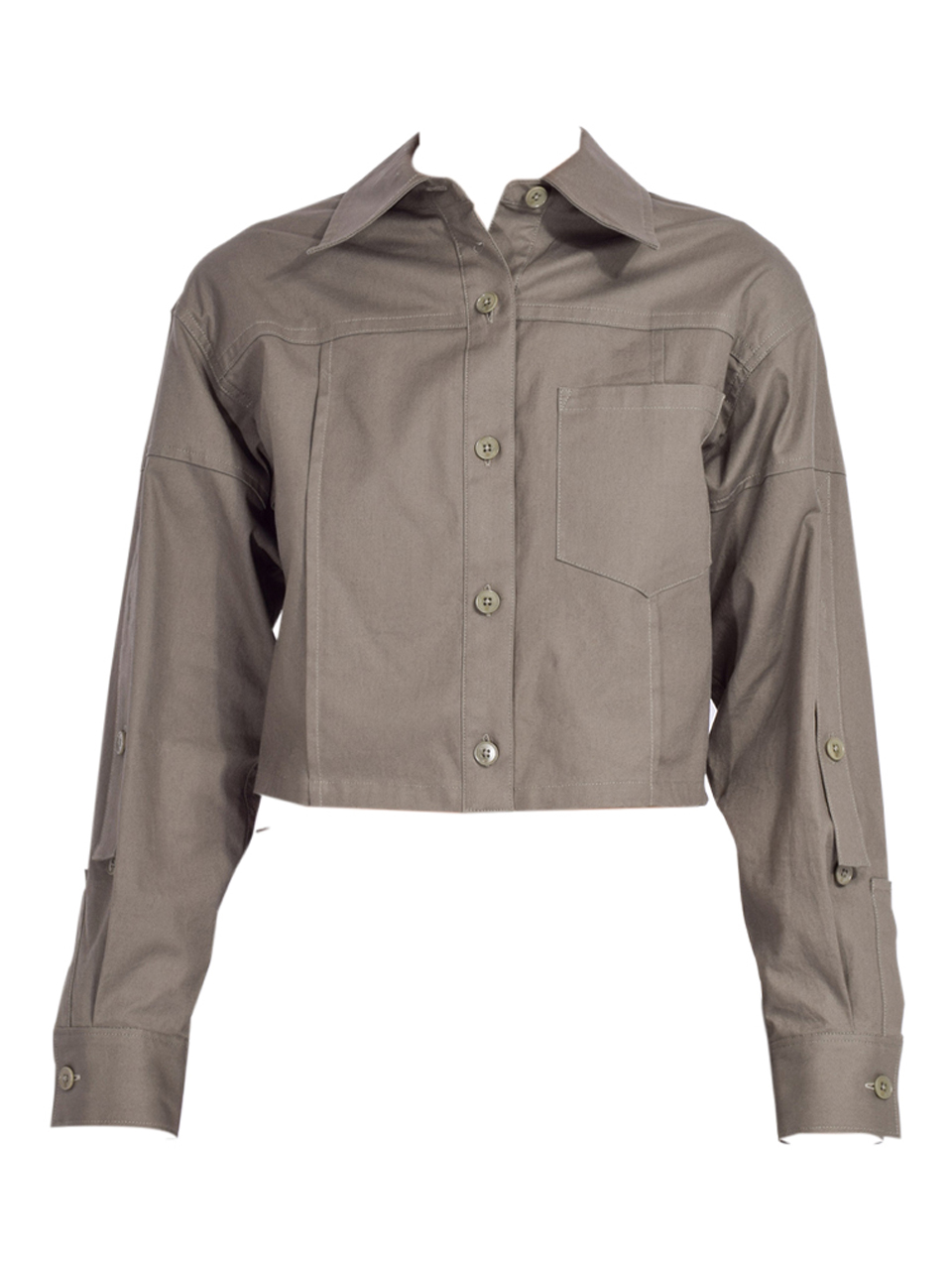 3.1 Phillip Lim Cropped Convertible Shirt Jacket in Army Product Shot