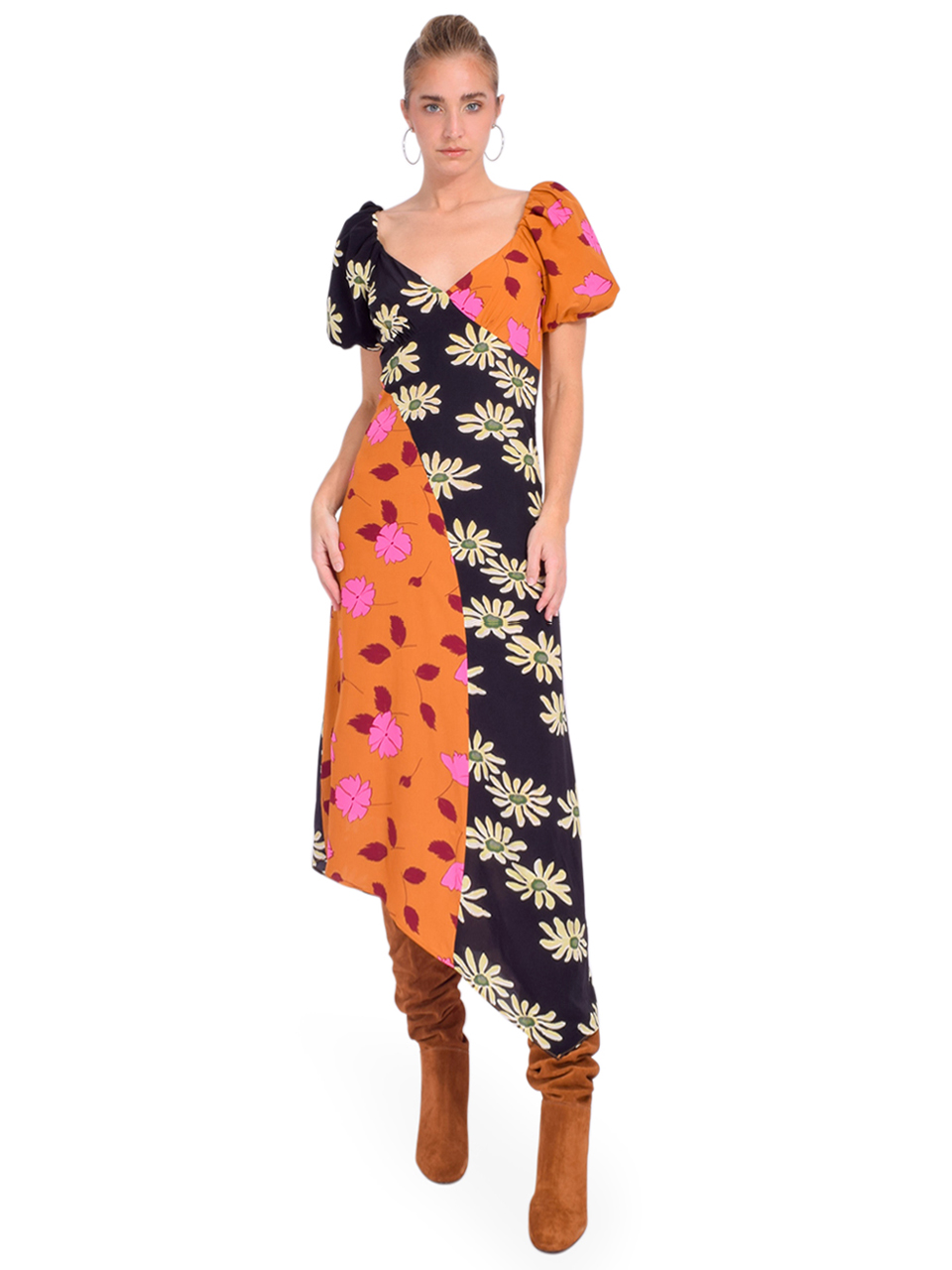 RHODE Teresa Dress in Wild Poppy Ink Daisy Front View 1