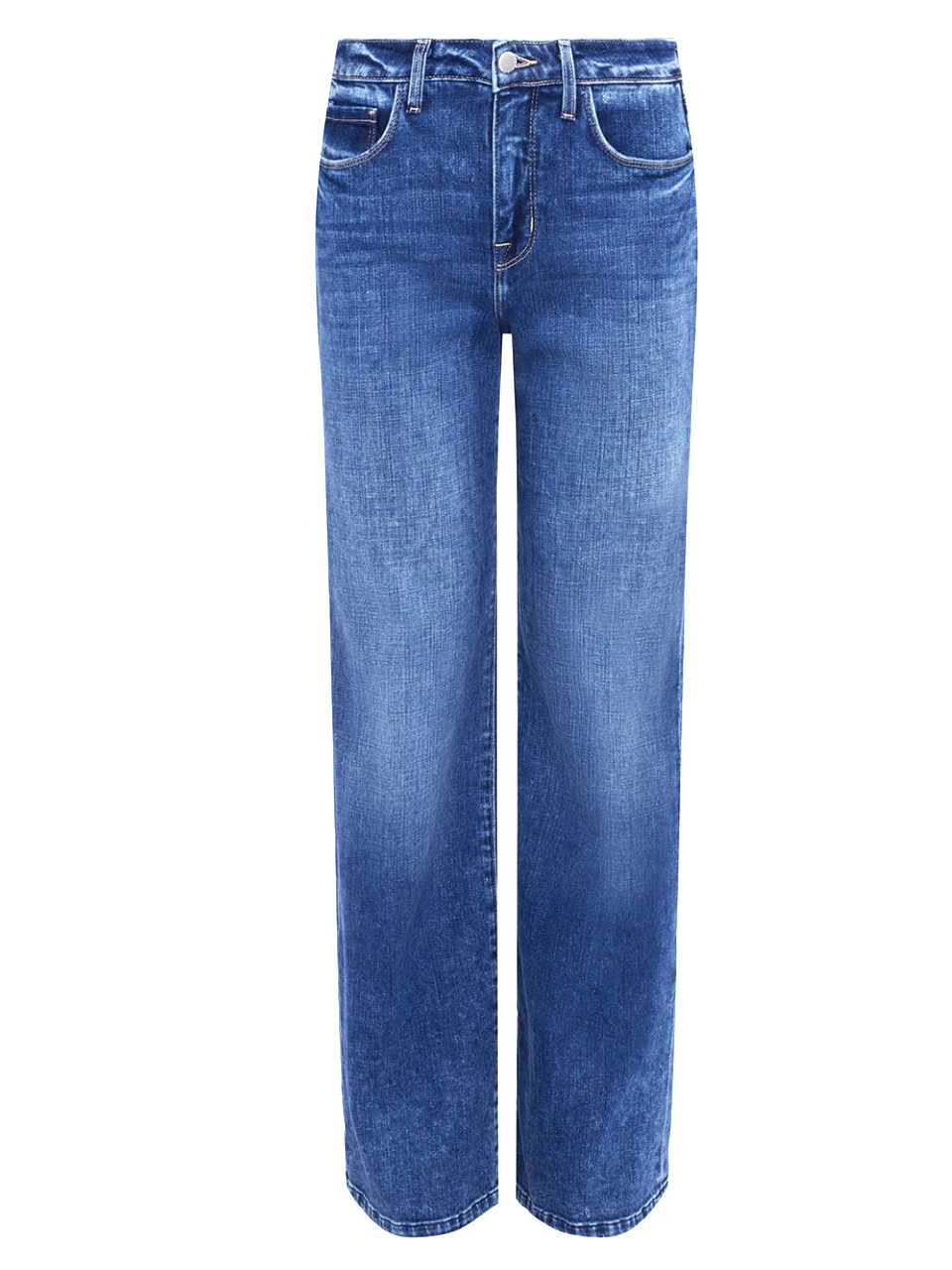 L'AGENCE Alicent High Rise Wide Leg Sneaker Jean in Wilcox Blue Product Shot 