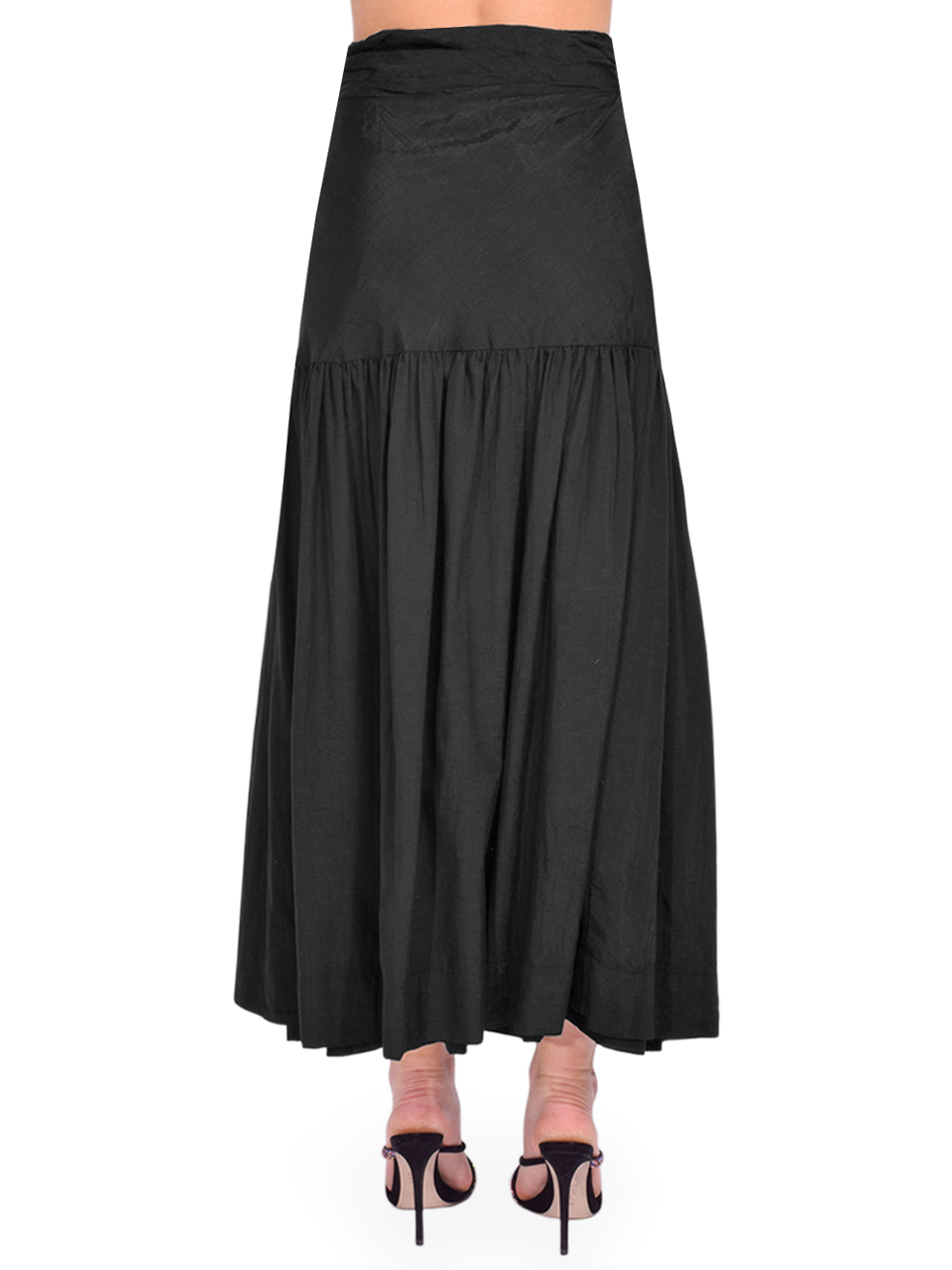 Karina Grimaldi Bette Midi Skirt in Black Back View 

