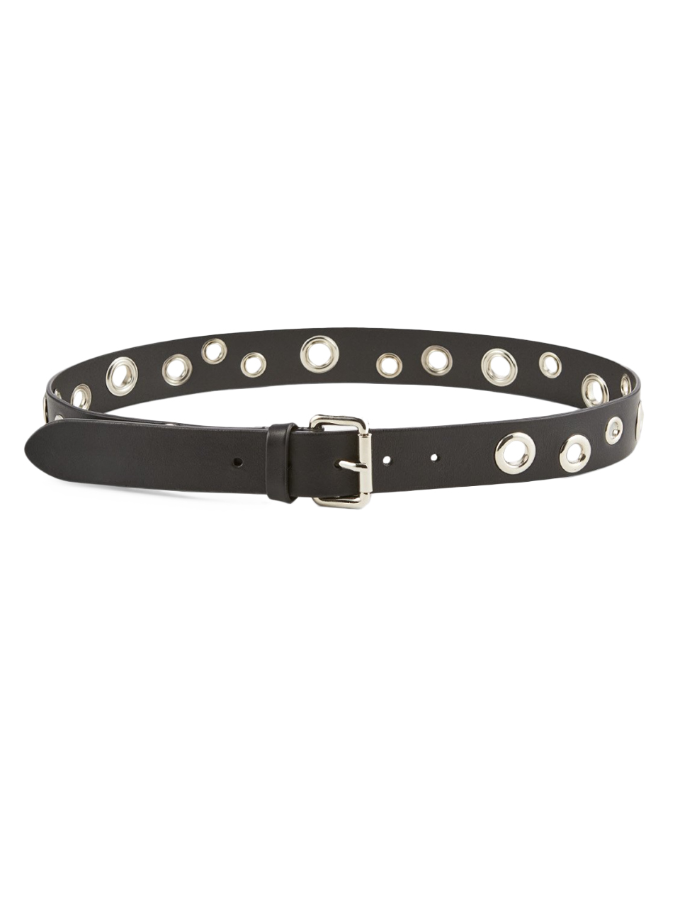 OTTOD'AME Eyelet Studded Belt in Black Front View 