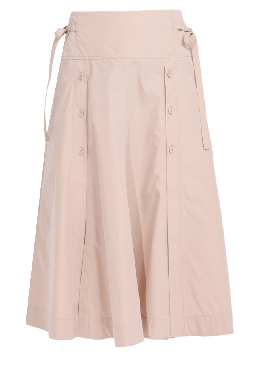 3.1 Phillip Lim Button Front Tie Waist Midi Skirt in Khaki Product Shot 