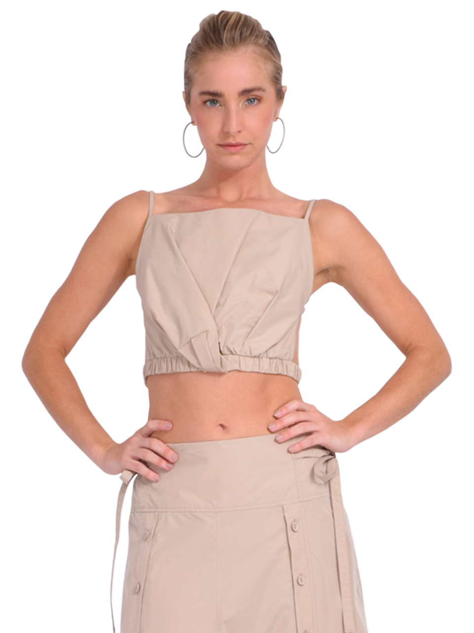 3.1 Phillip Lim Twist Open Back Cami in Khaki Front View 