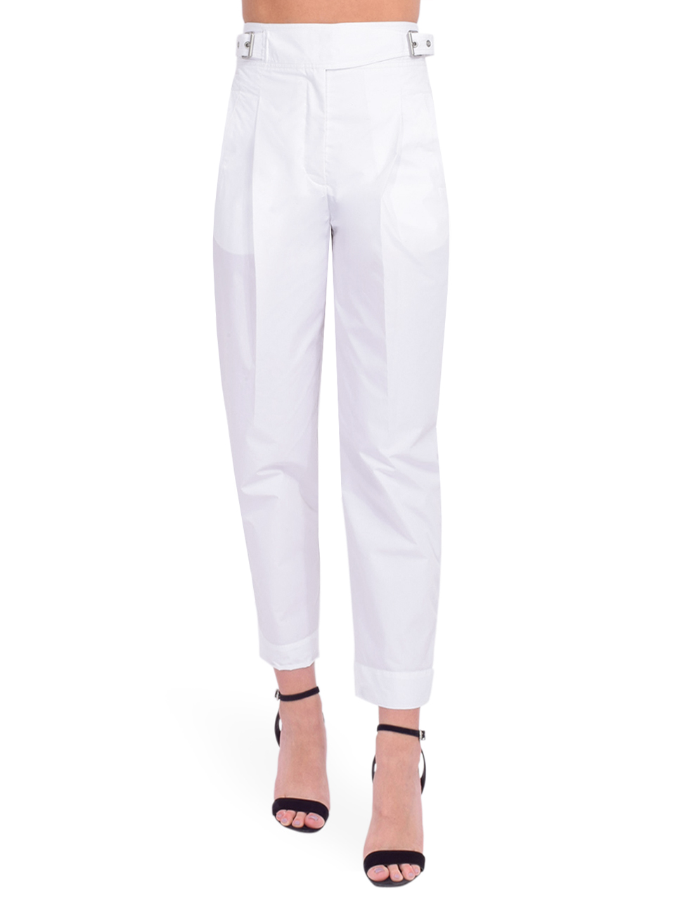 3.1 Phillip Lim Buckle Waistband Trouser in White Front View