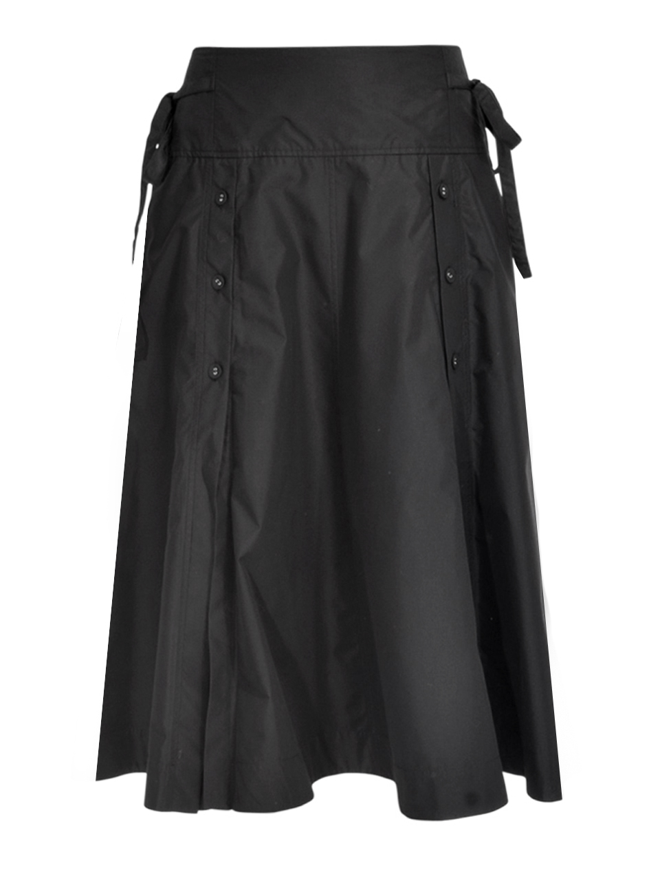 3.1 Phillip Lim Button Front Tie Waist Midi Skirt in Black Product Shot 