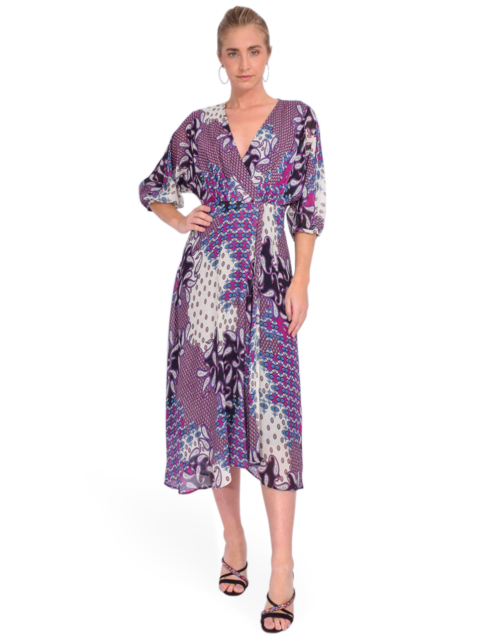 BA&SH Blake Wrap Dress in Violet Front View 2