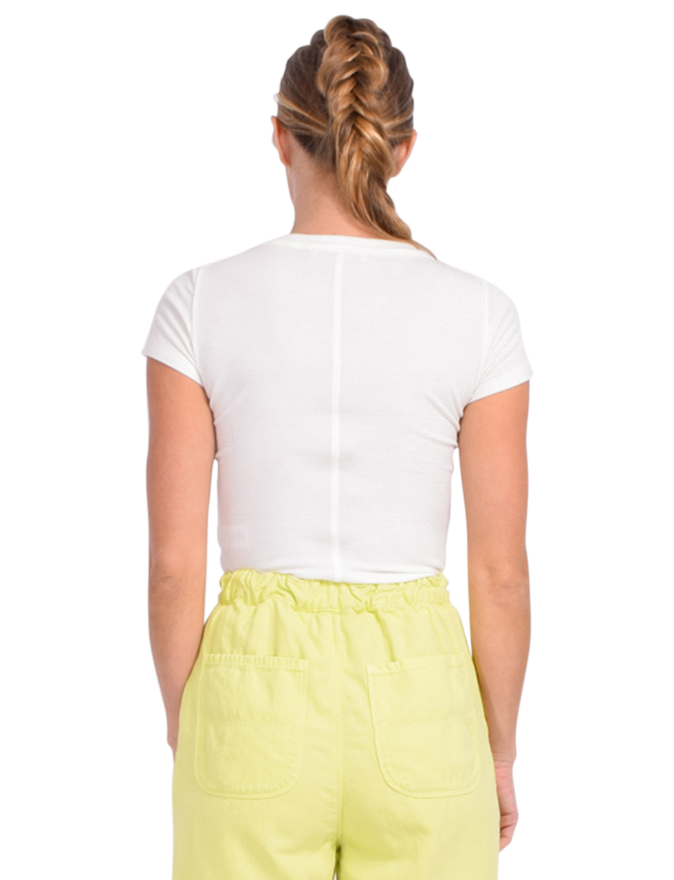 FRAME Rib Baby Tee in White Back View 