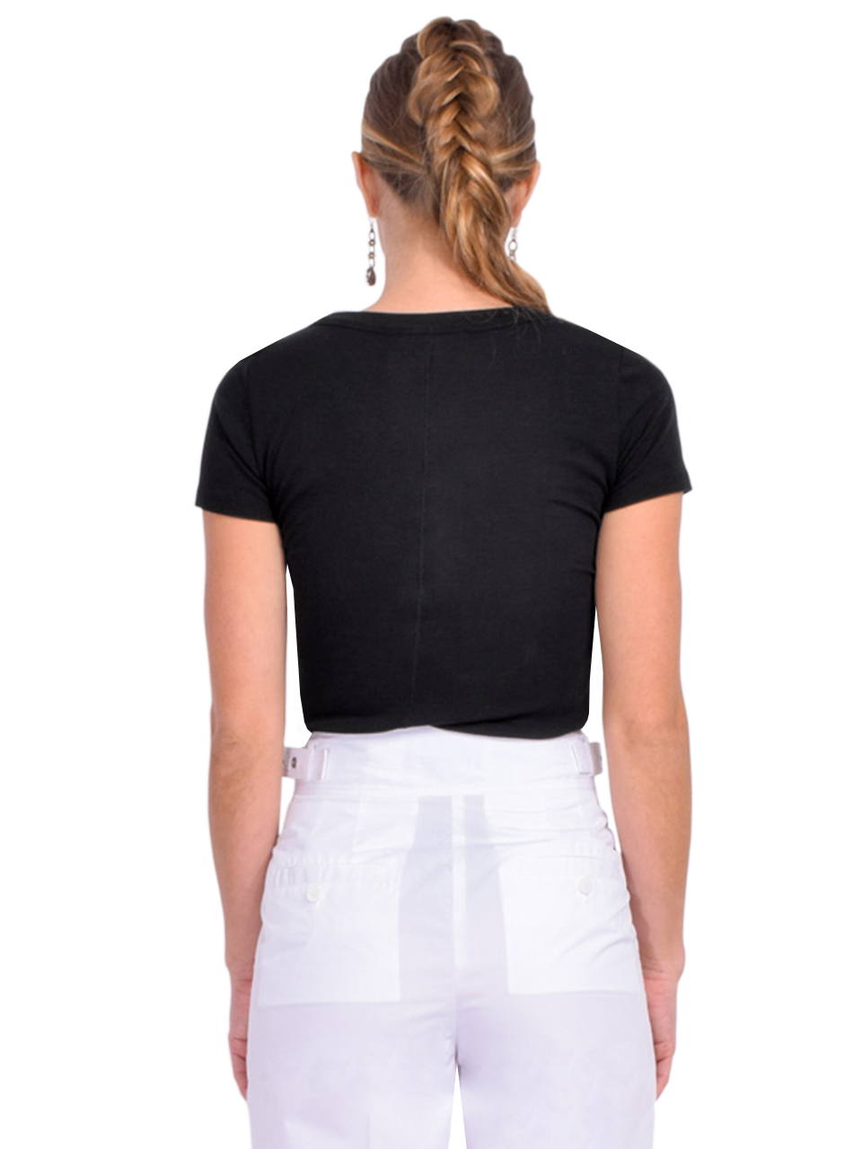 FRAME Rib Baby Tee in Black Back View 