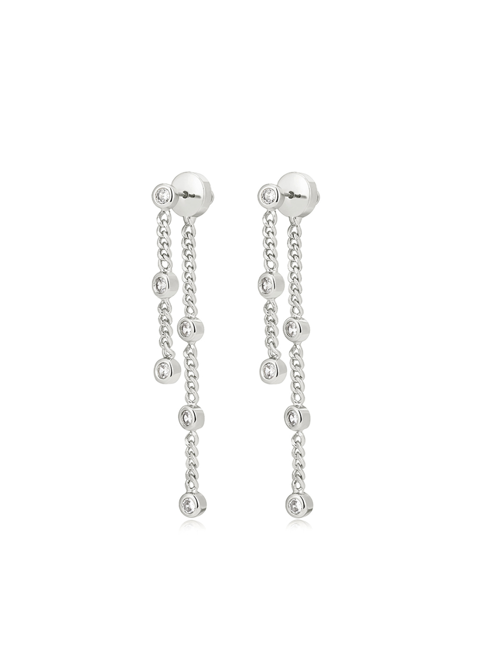 LUV AJ Estelle Double Chain Studs in Silver Product Shot 