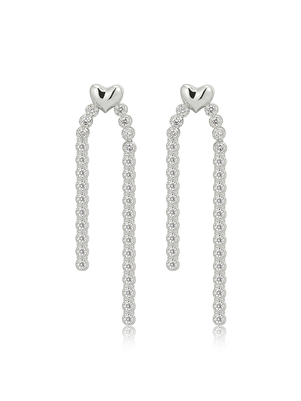 LUV AJ Molten Heart Cascading Studs in Silver Product Shot 