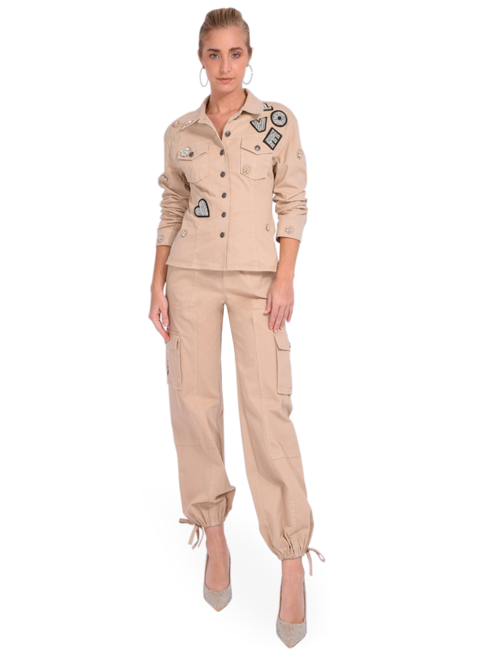 Cinq à Sept Zola Cargo Pant in Khaki Full Outfit 