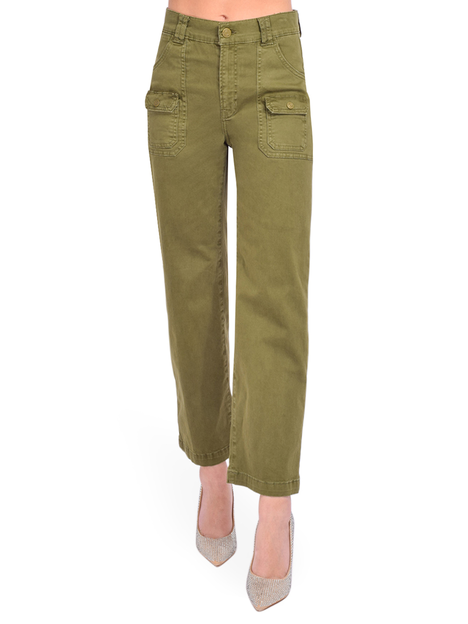 FRAME Utility Pocket Pant in Washed Winter Green Front View 