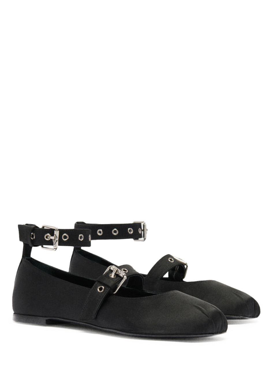 BA&SH Canya Strappy Ballet Flat in Black Front Side View 


