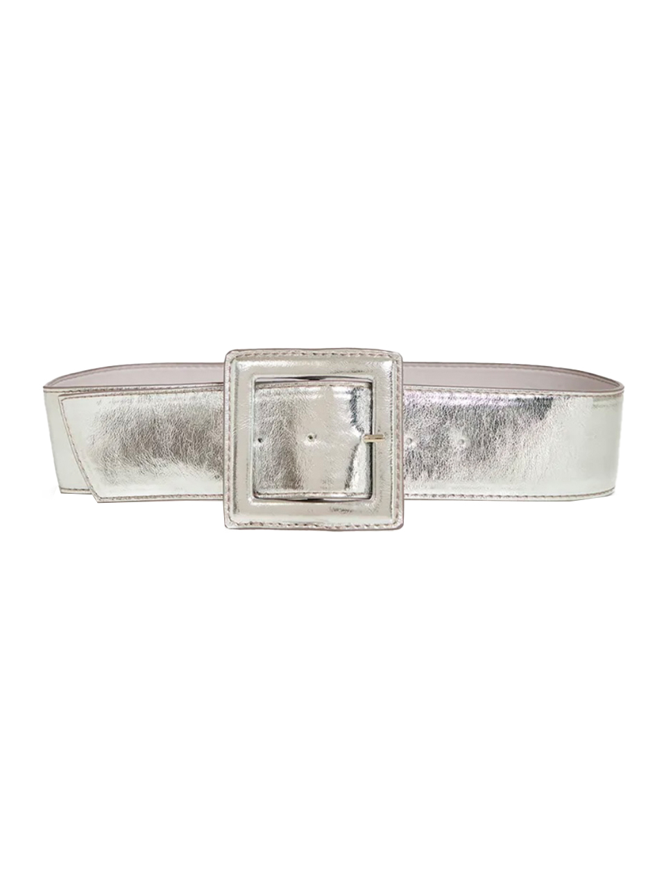 ESSENTIEL ANTWERP Metallic Waist Belt in Silver Front View 