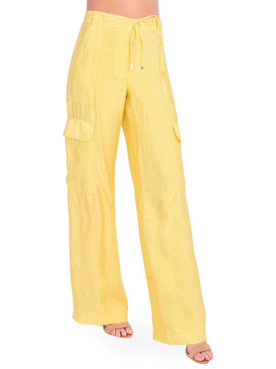 SIMKHAI Aurora Parachute Utility Pant in Sulfur Yellow Side View 