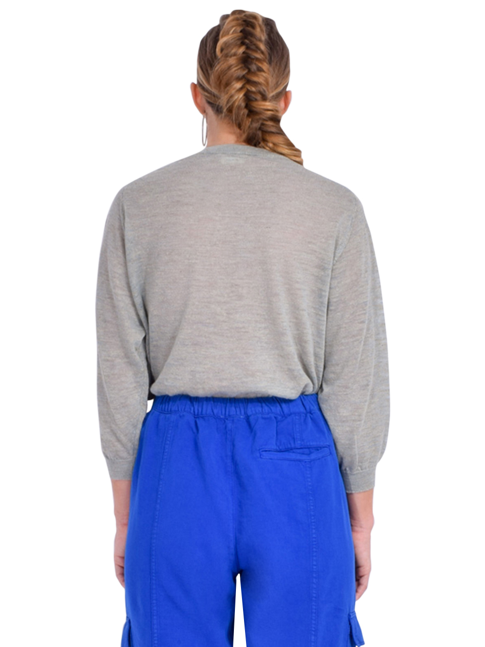 BELLEROSE Neeta Knitted Cardigan in Aqua Back View 