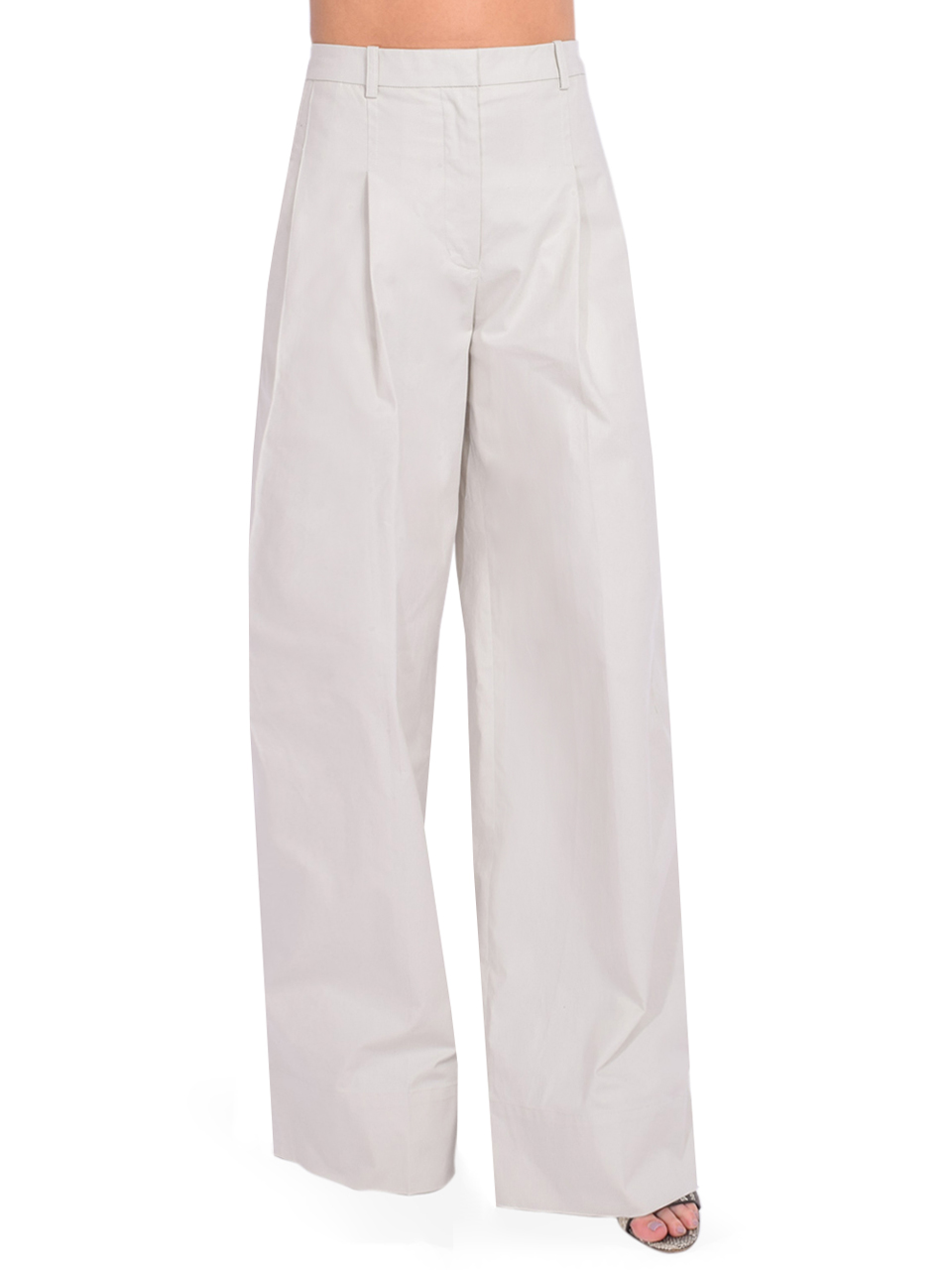 3.1 Phillip Lim Double Pleated Wide Leg Trouser in Cement Side View 
