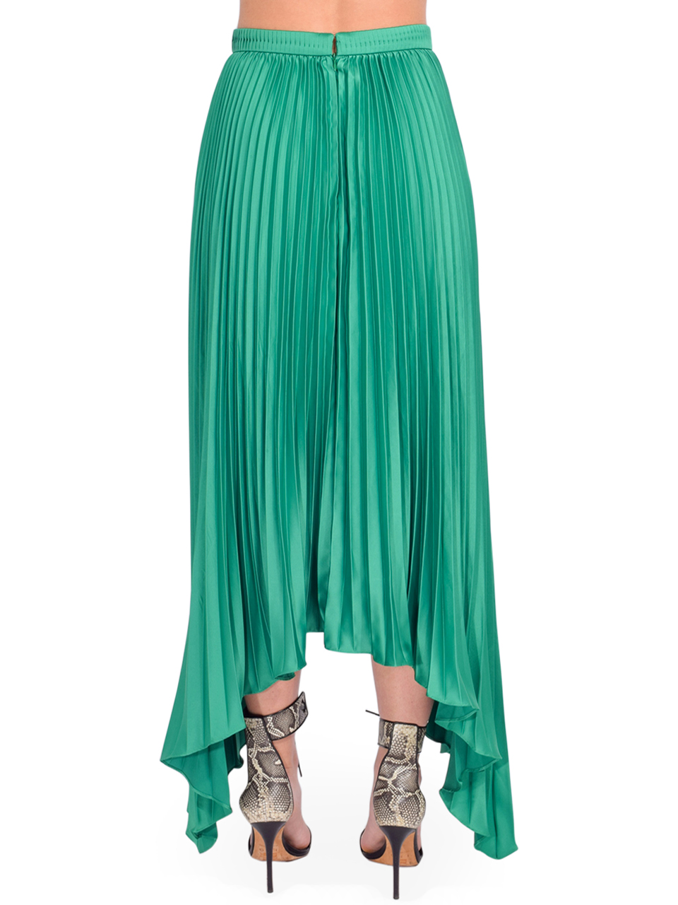 AMUR Olly Olana Pleated Midi Skirt in Green Side View 