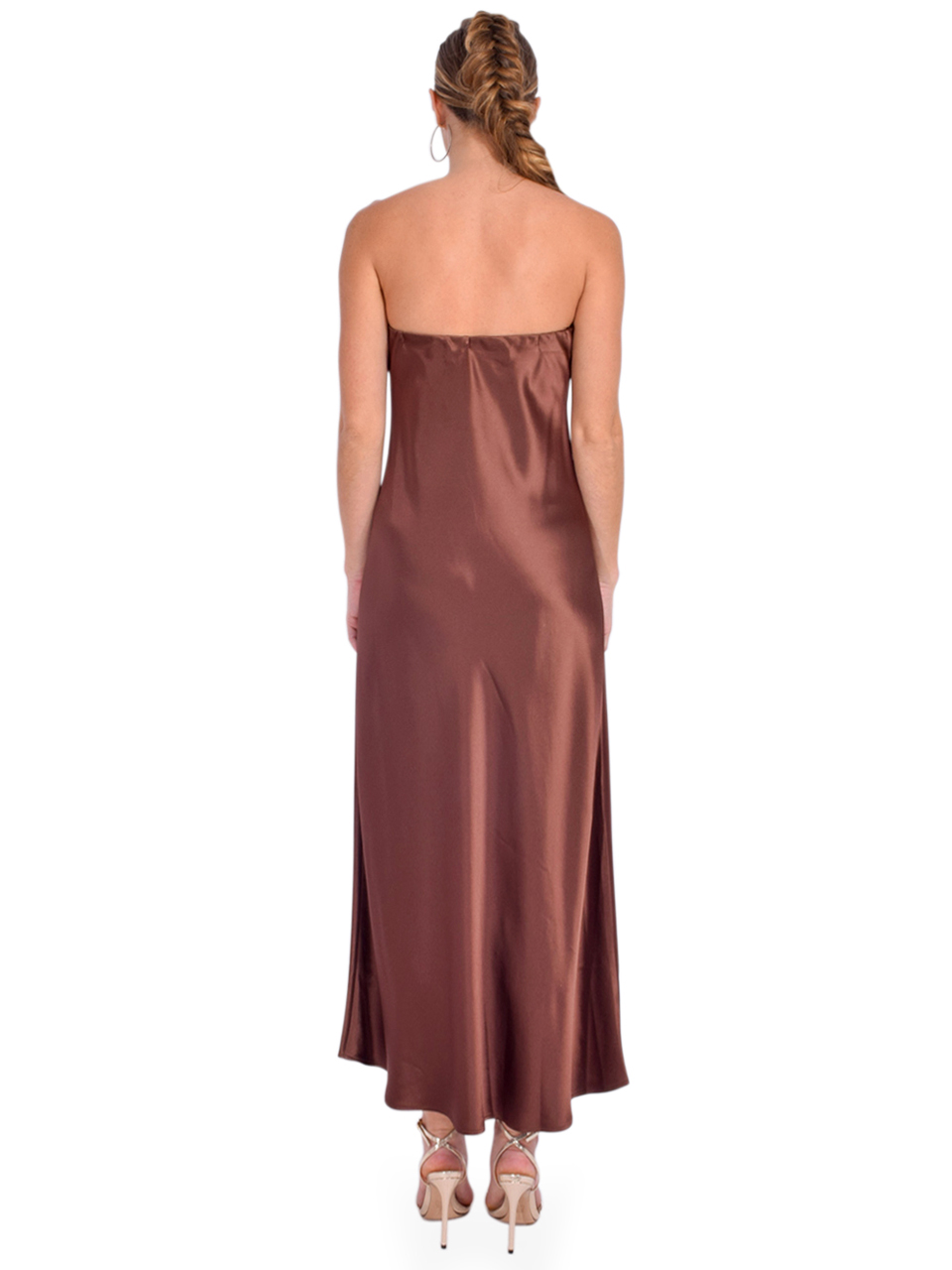 CAMI NYC Noelle Strapless Dress in Coconut Brown Back View 