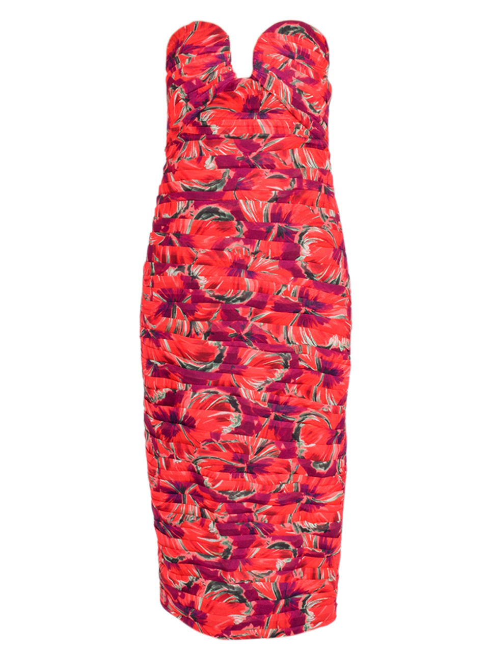 MILLY Windmill Floral Chiffon Dress in Red Multi Product Shot 