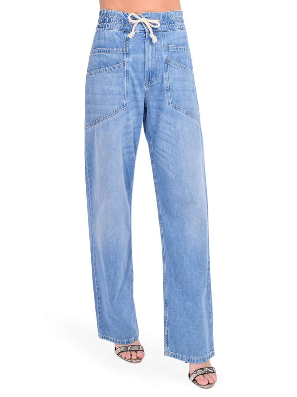 BA&SH Mima Elastic Waist Jeans in Blue Side View 

