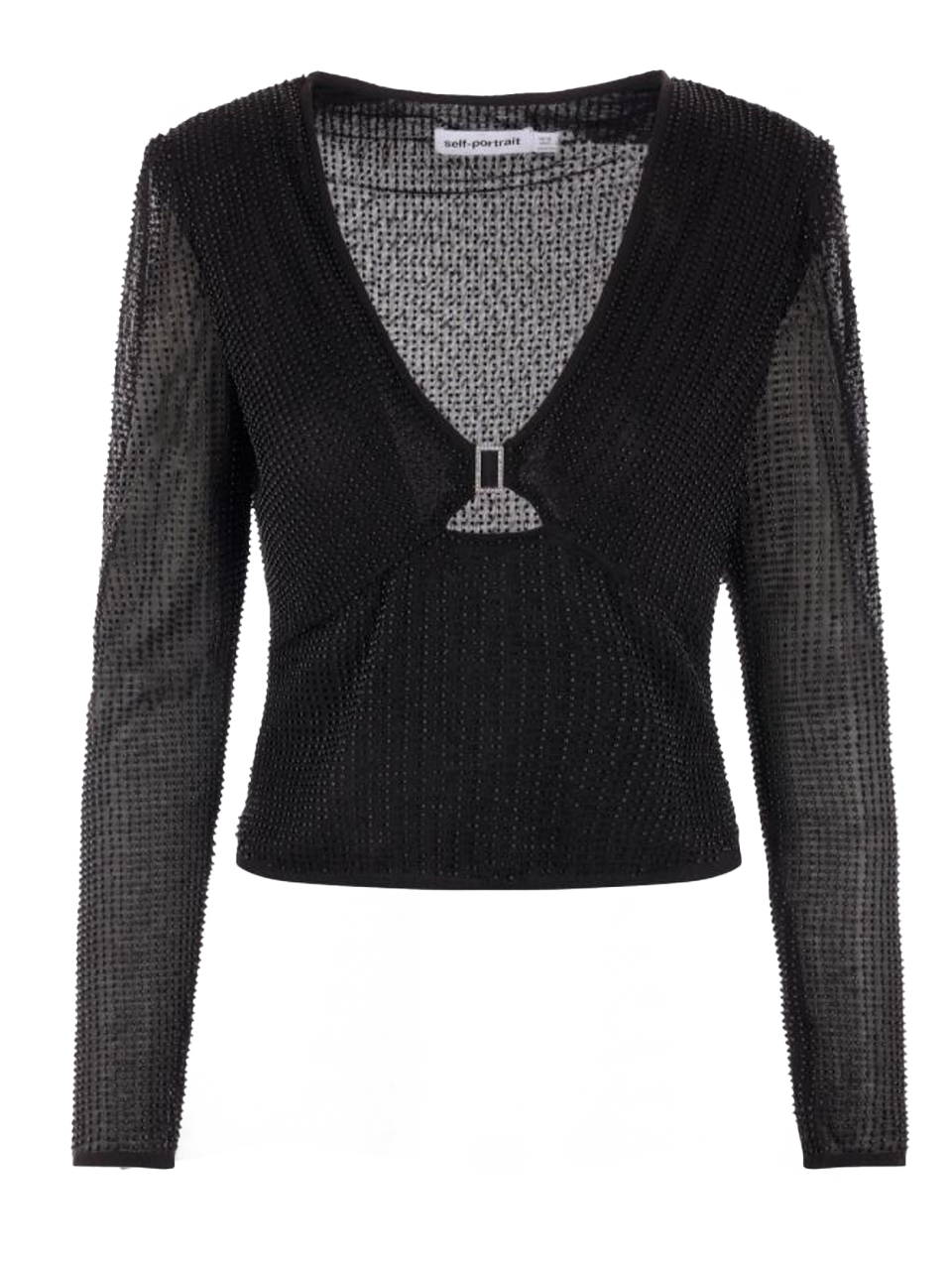 SELF-PORTRAIT Beaded Mesh Top in Black Product Shot