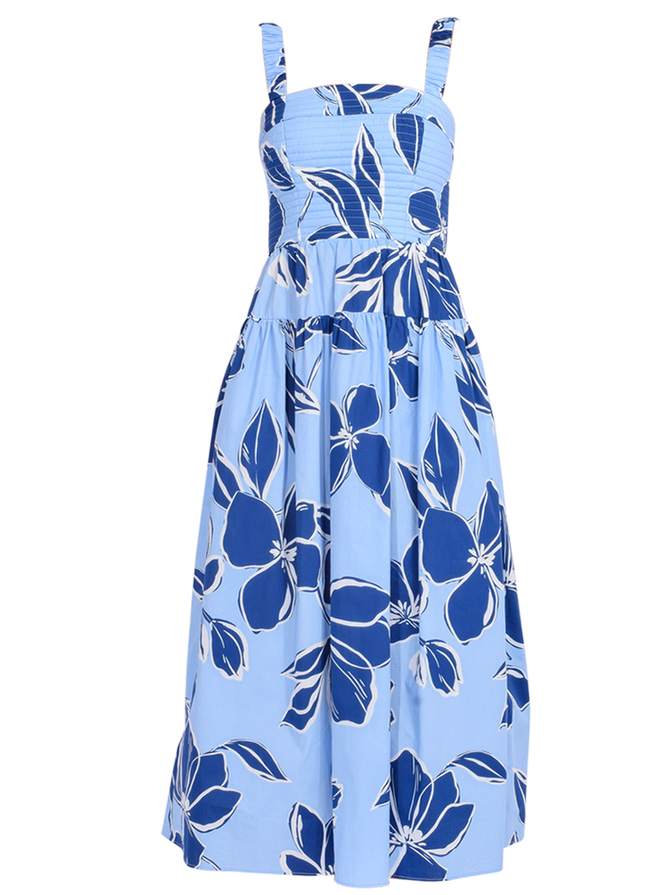 GILNER FARRAR Julien Dress in Blue Floral Product Shot 

