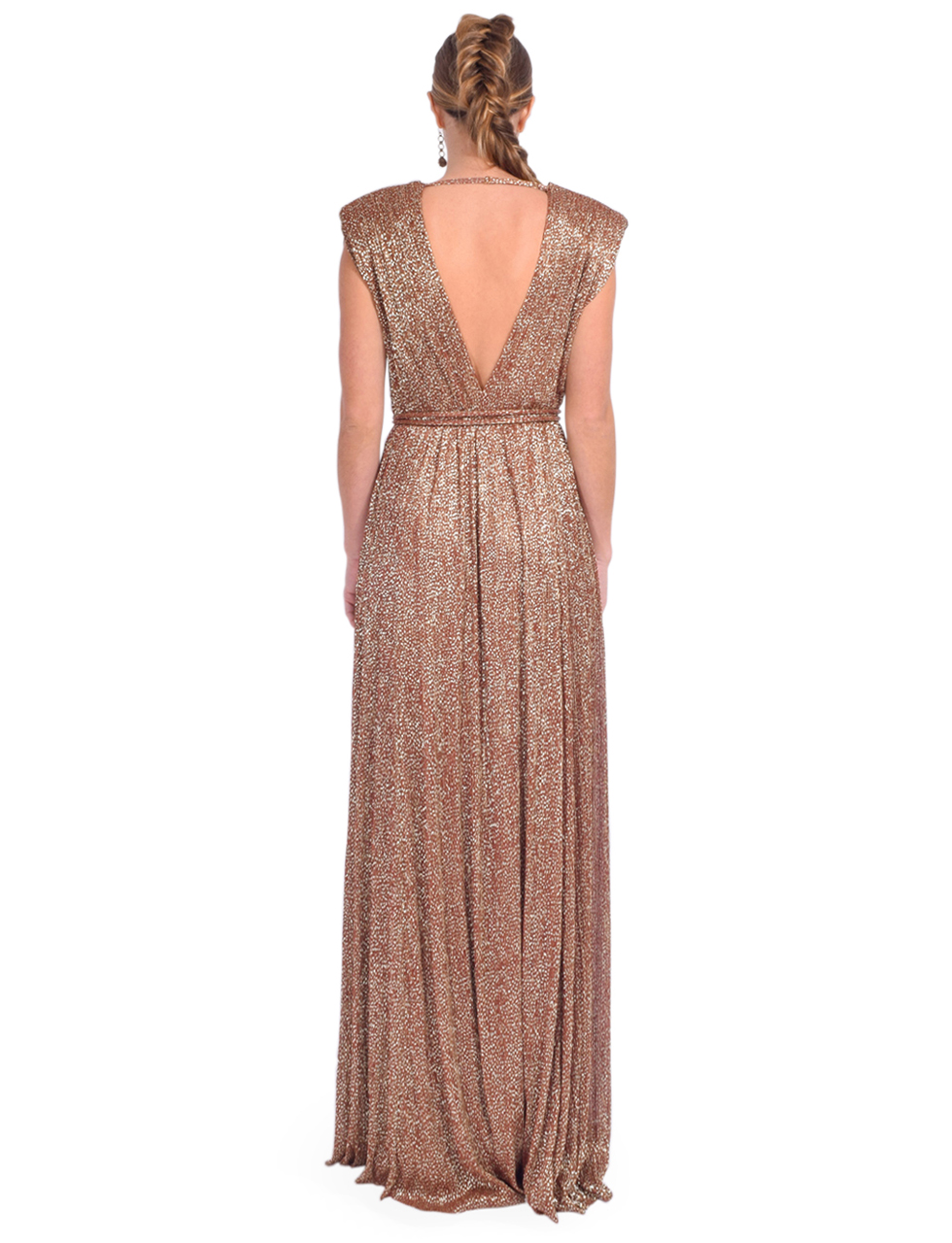 SABINA MUSAYEV Savory Metallic Dress in Rust Back View 