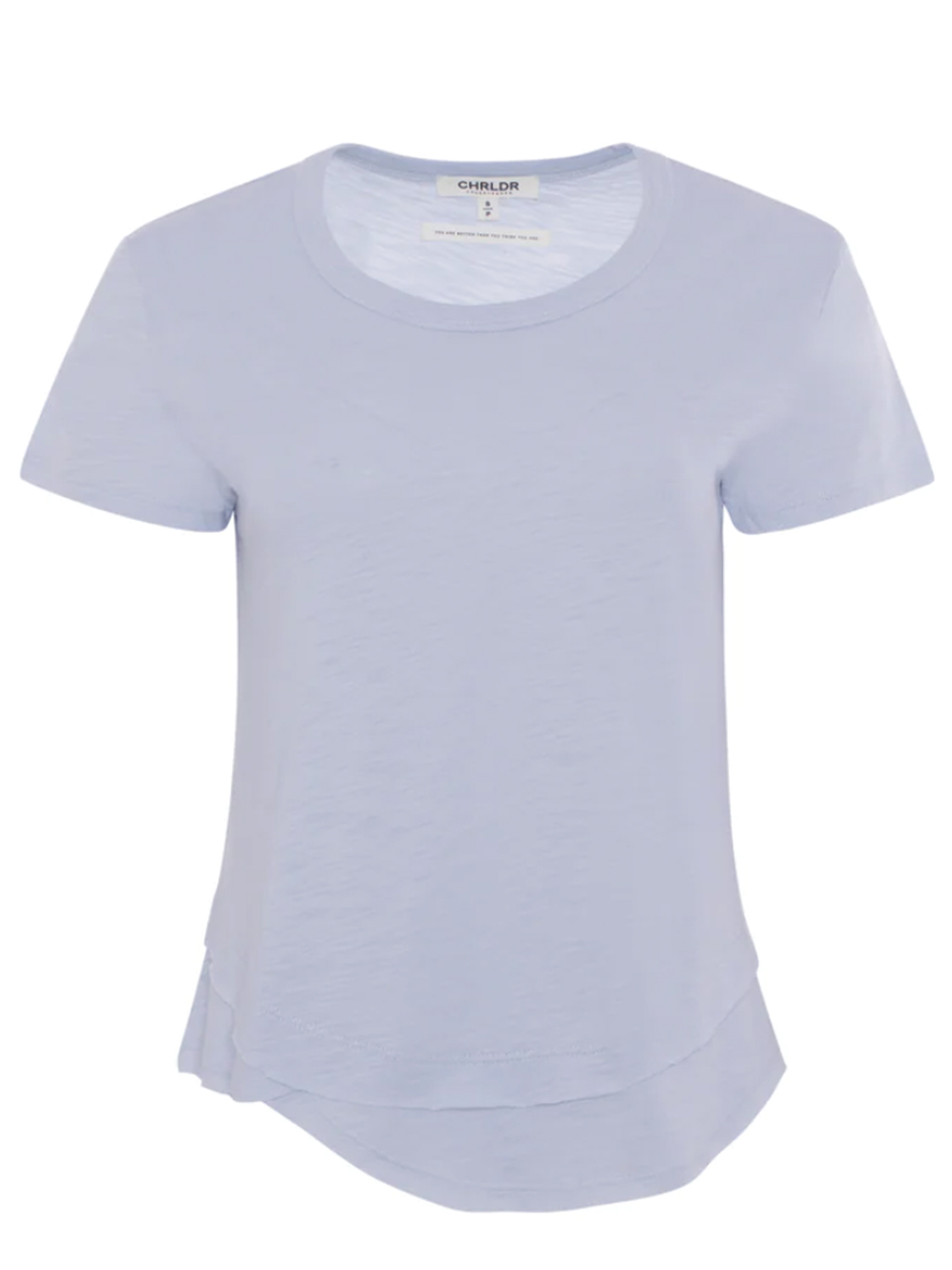 CHRLDR Ava Scoop Mock Layer T-Shirt in Limestone Blue Product Shot 
