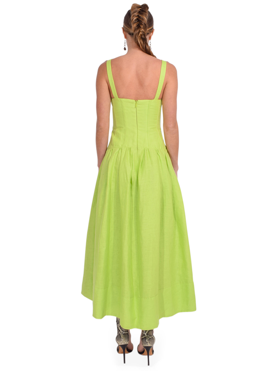 NICHOLAS Makenna Corset Dress in Lime Back View 