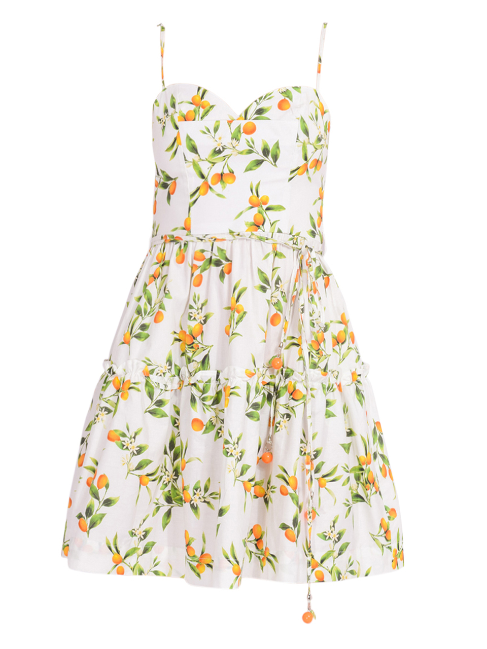 LALIBELA Chiara Short Dress in White/Orange Product Shot 