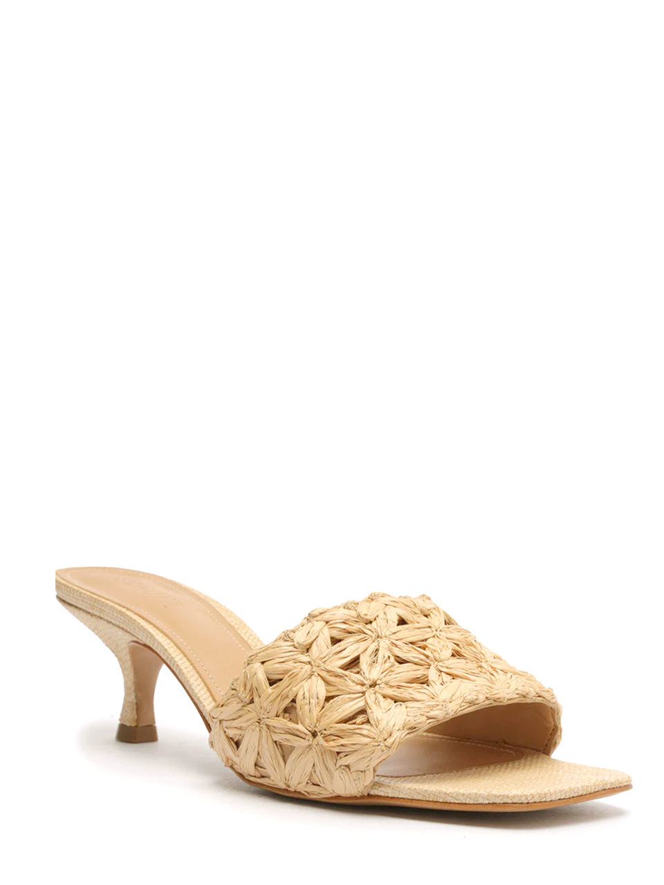 SCHUTZ Dethalia Straw Mule in Perola  Front Side View 