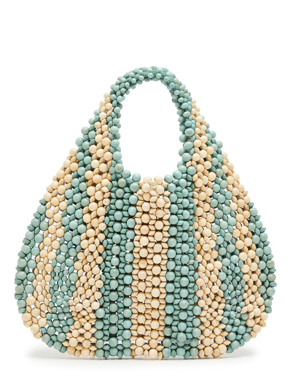 ARANAZ Luha Striped Beaded Bag in Blue/ Cream