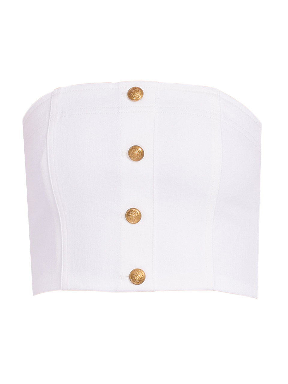 ALICE + OLIVIA Mel Denim Button Up Bustier in Off White

