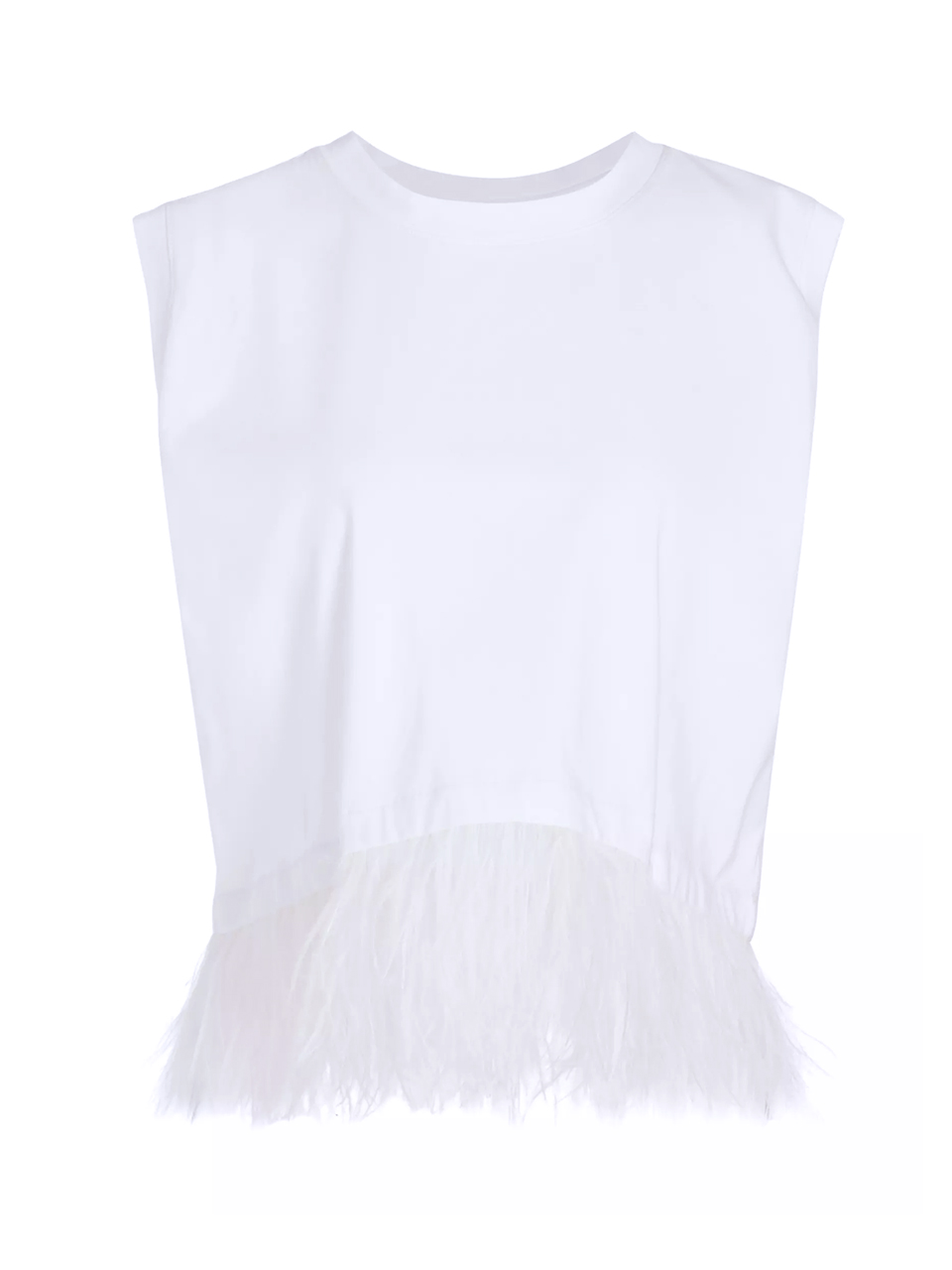 Cinq à Sept Cropped Feather Tee in White Product Shot 