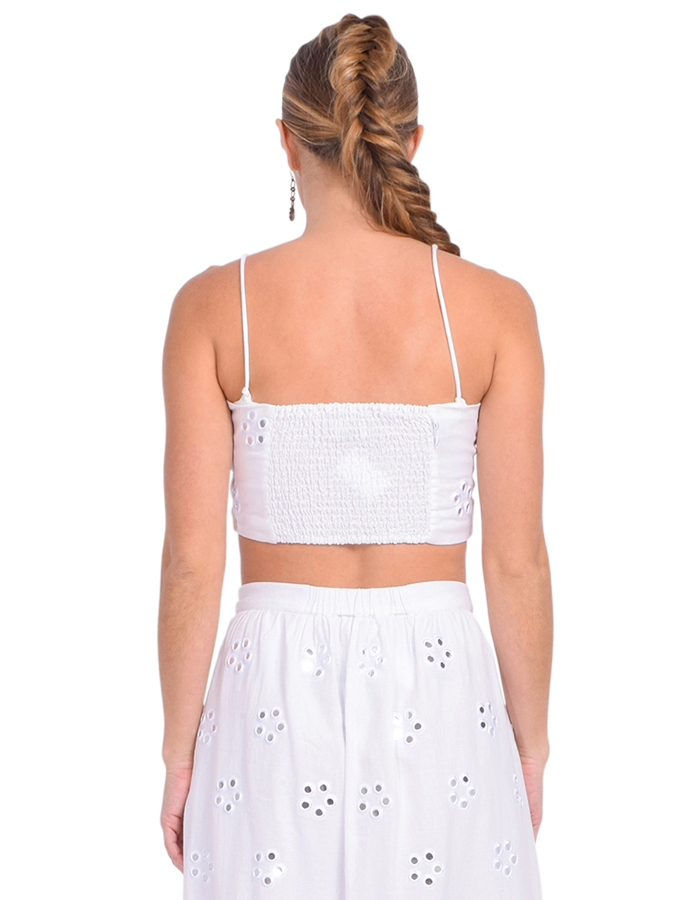 RHODE Dina Top in White Mirror Daisy Back View 
