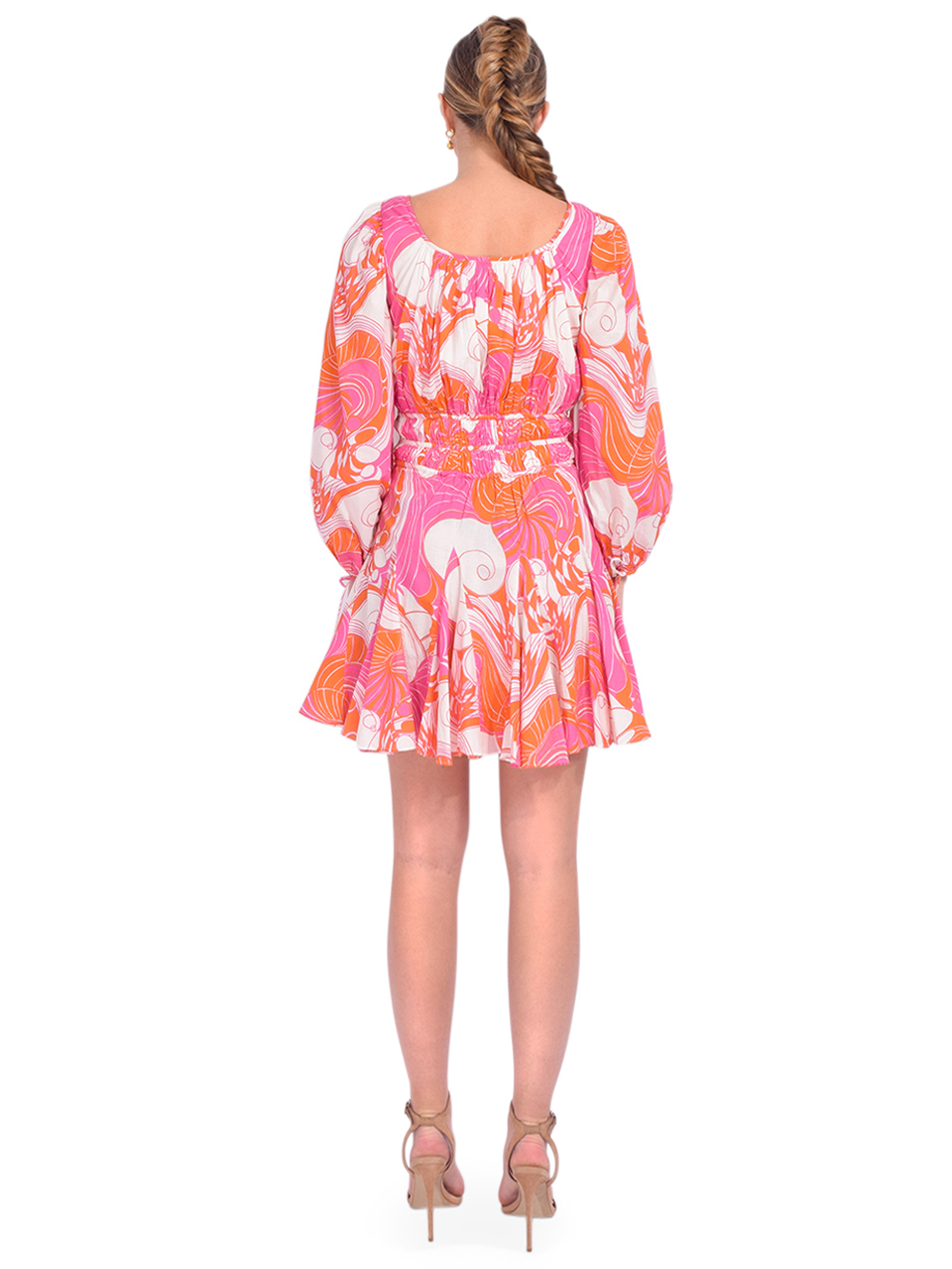RHODE Leona Dress in Pink Deco Surf Back View 