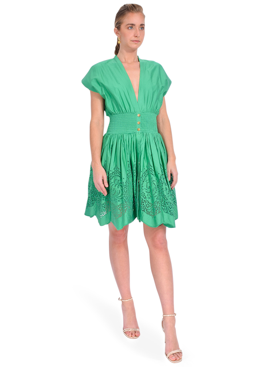 KARINA GRIMALDI Hayley Mini Dress in Kelly Green Side View 