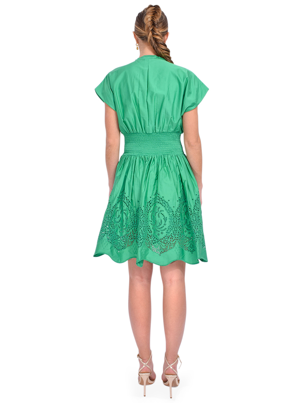 KARINA GRIMALDI Hayley Mini Dress in Kelly Green Back View 