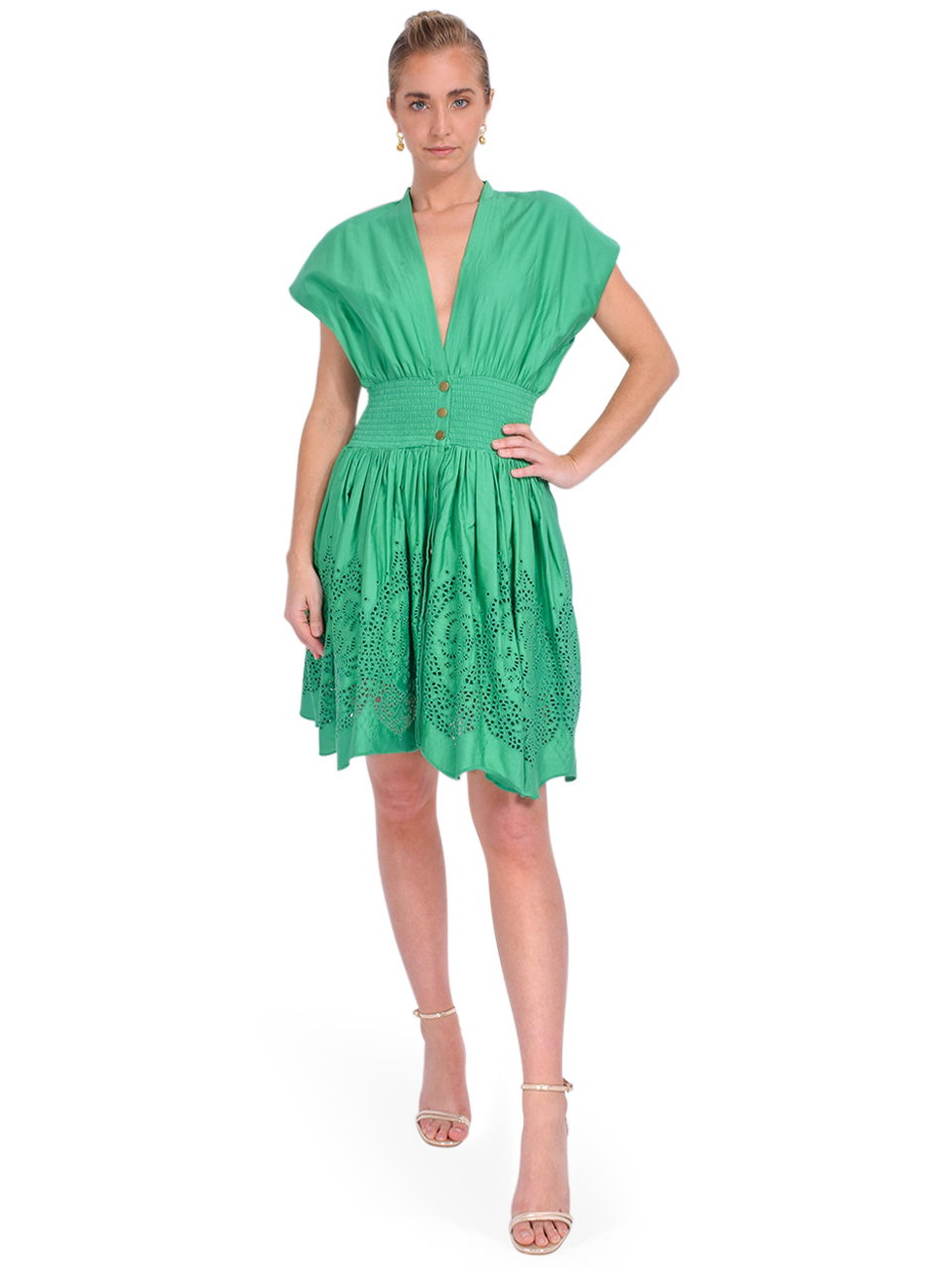 KARINA GRIMALDI Hayley Mini Dress in Kelly Green Front View 1